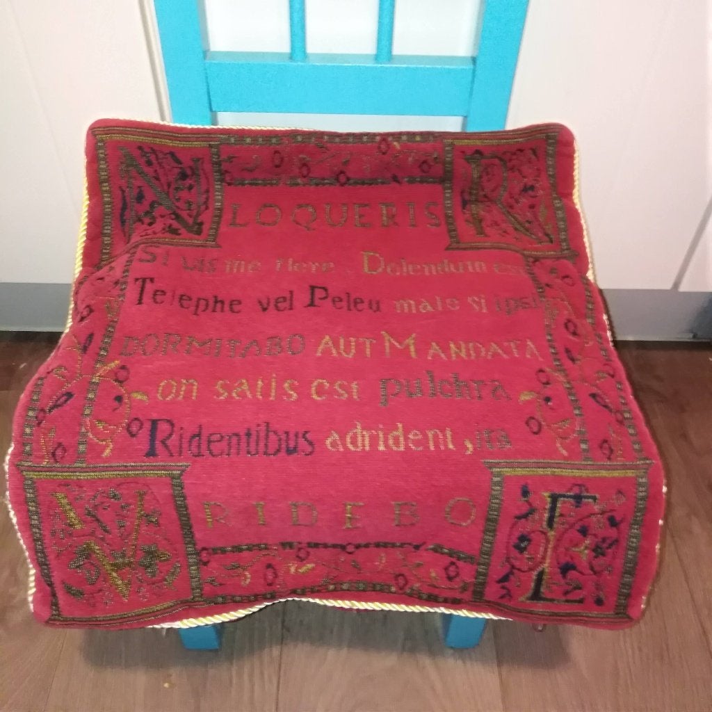 Kussensloop met latijnse text 2 stuks, Ophalen, Gebruikt, Wit, Vierkant