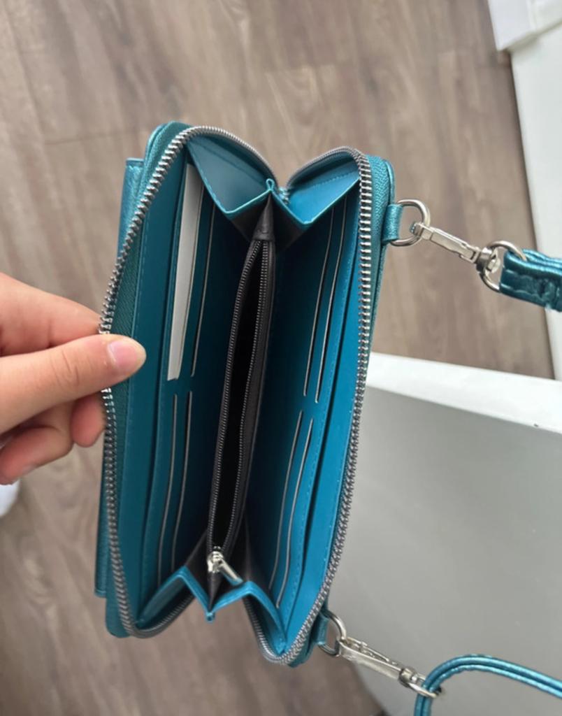 Mooi turquoise tasje met schouderband, Ophalen, Zo goed als nieuw, Overige kleuren, Schoudertasje