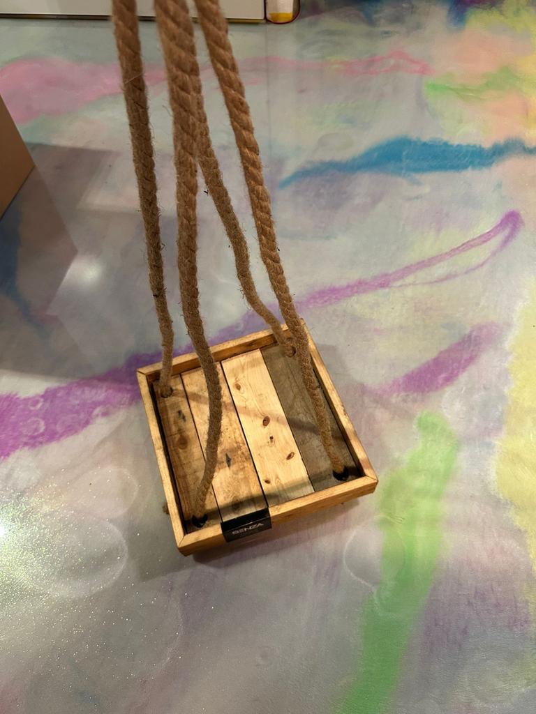 Houten Deco Tray met Touw - Hangende Decoratie, Ophalen, Nieuw, Vierkant, Hout