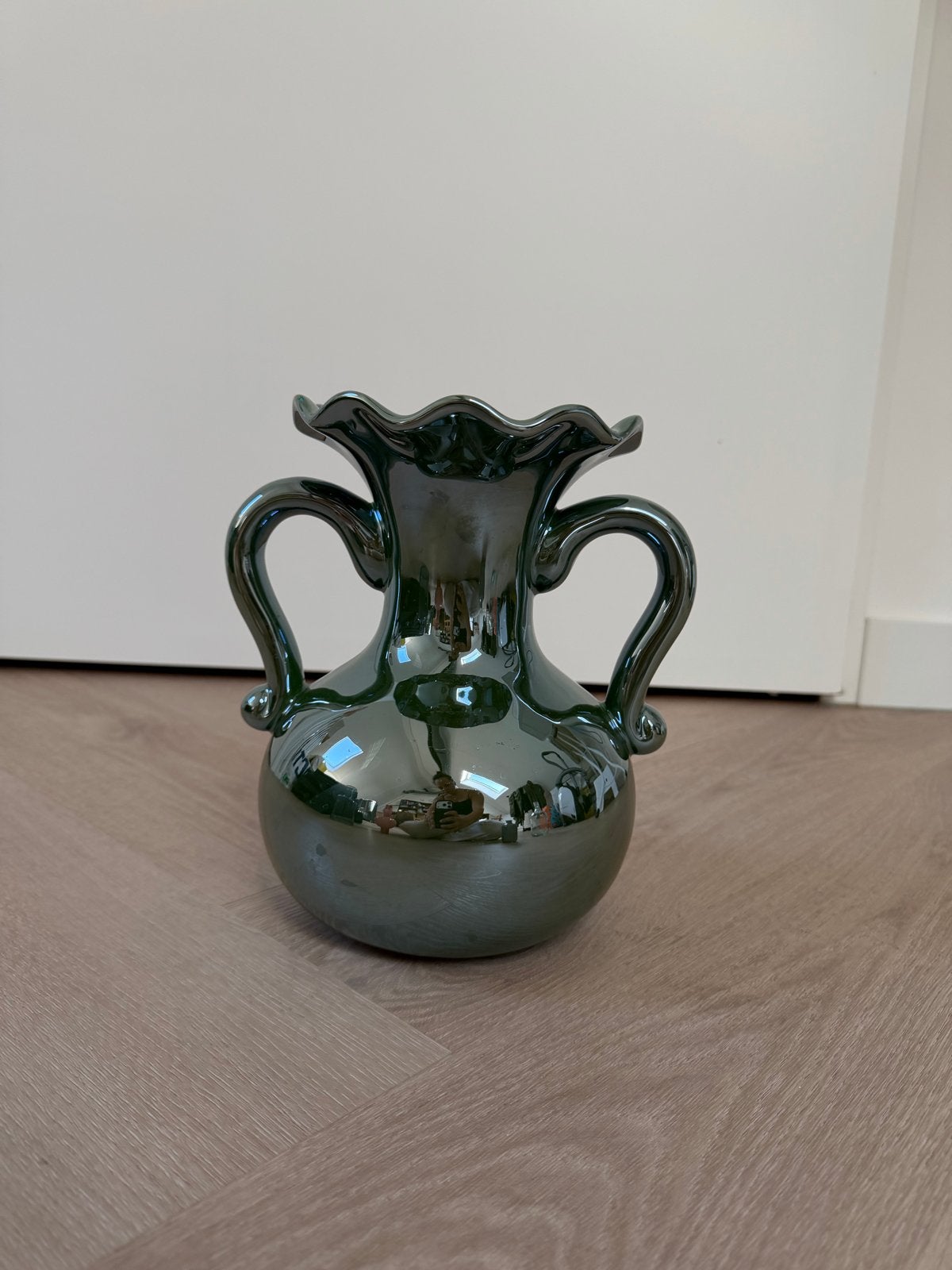 Groene vaas met handvatten, Antiek en Kunst, Ophalen