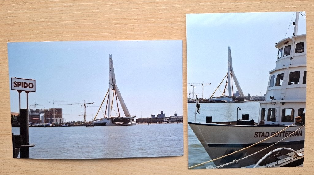 Foto's van Erasmusbrug Rotterdam in aanbouw - 1994, Verzamelen, Foto's en Prenten, Verzenden, 1980 tot heden, Foto, Nieuw