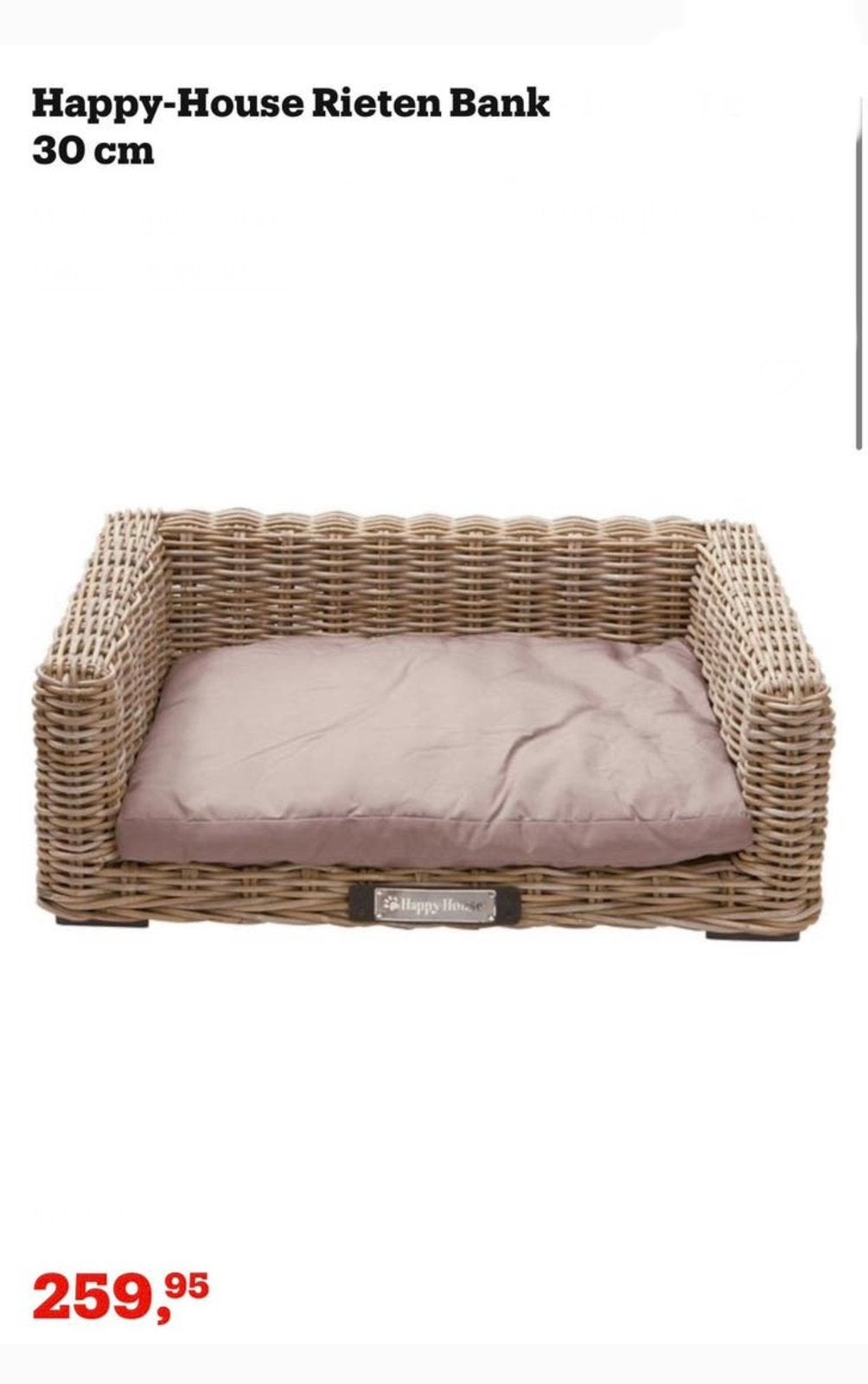 HAPPY HOME RIETEN HONDENMAND MET KLEEDJE & ACCESSOIRES, Ophalen, Zo goed als nieuw, Riet