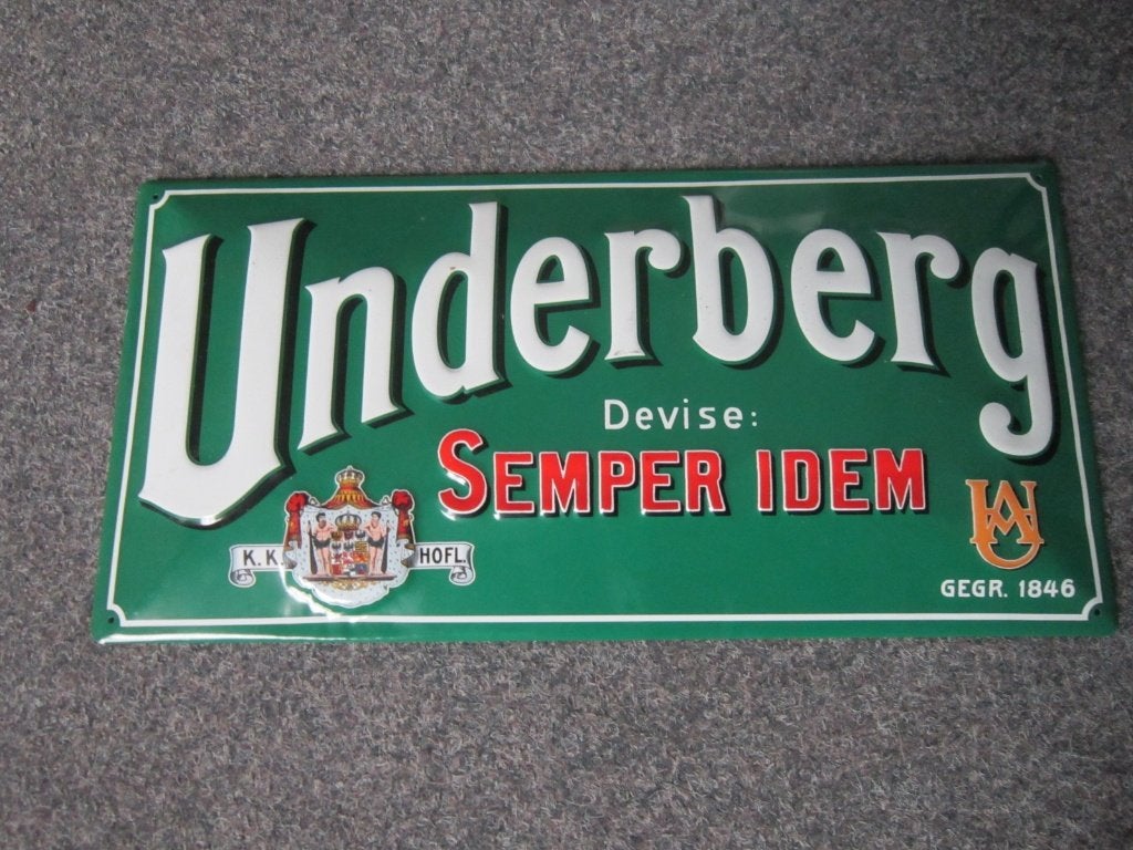 UNDERBERG BLIKKEN RECLAMEBORD, Ophalen, Zo goed als nieuw, Reclamebord