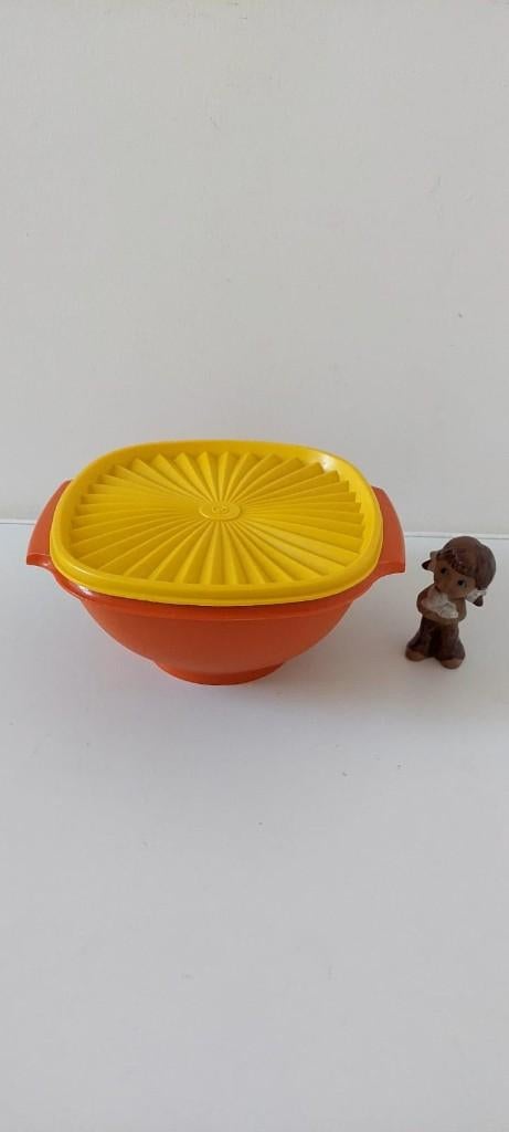 Vintage Retro design Tupperware oranje geel trommel bak, Eu, Eu, Ophalen of Verzenden, Zo goed als nieuw