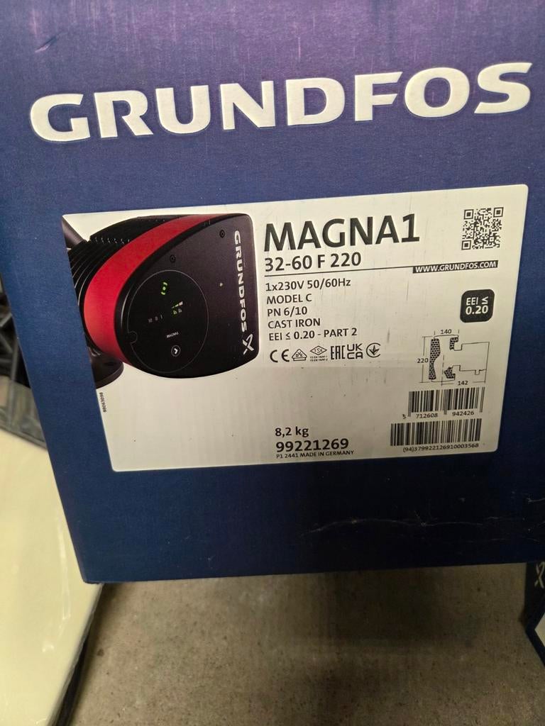 Grundfos MAGNA1 32-60 F 220 Circulatiepomp, Ophalen of Verzenden, Nieuw, Cv-ketel of Combi-ketel