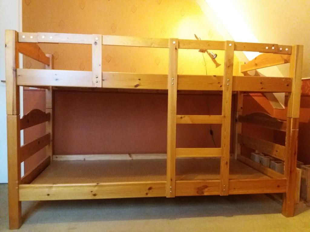 Stapelbed grenen, Huis en Inrichting, Slaapkamer | Stapelbedden en Hoogslapers, Ophalen, Gebruikt, 90 cm, 160 tot 180 cm