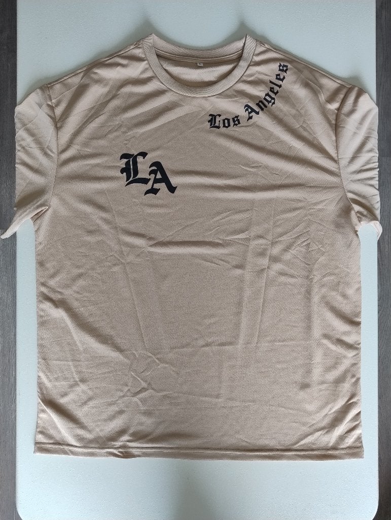 Oversized LA streetstyle t-shirt (donker)zandkleur, nieuw, Maat 52/54 (L), Nieuw, Ophalen of Verzenden, Onbekend