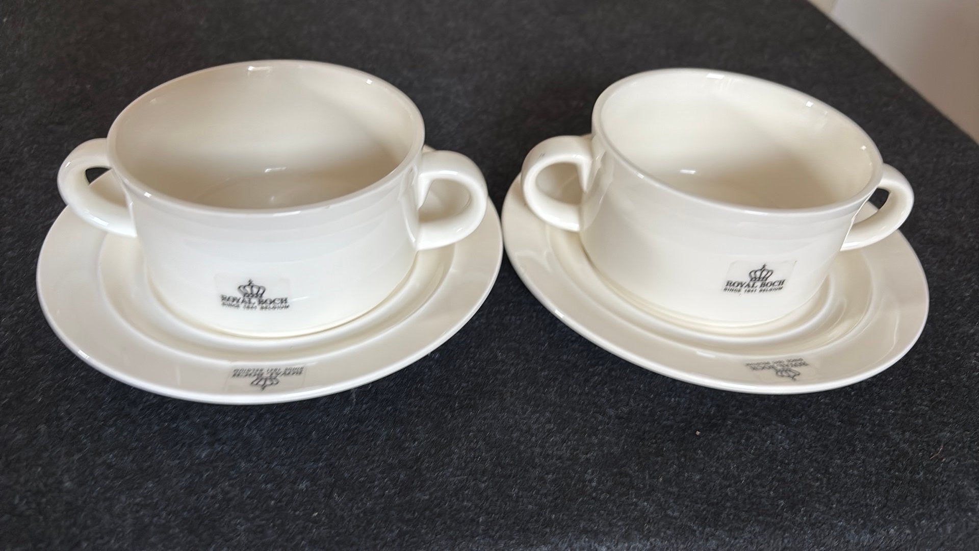 2 x Royal Boch soepkom met schotel, Ophalen of Verzenden, Porselein, Overige stijlen, Kom(men)