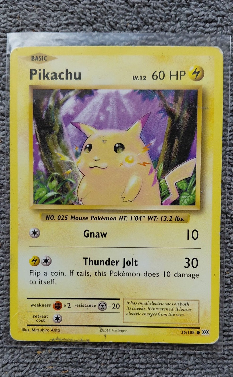 Pikachu Pokémon kaart - Basic - LV.12 - 60 HP, Ophalen of Verzenden, Gebruikt, Losse kaart