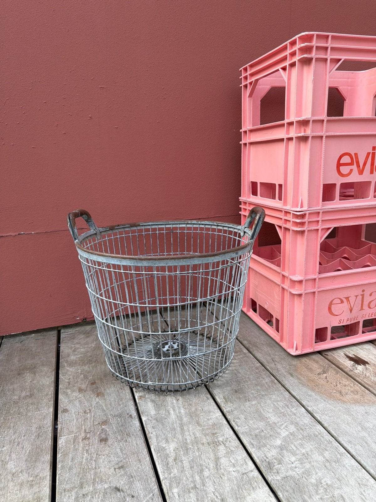 Brocante ijzeren mand - Ø40cm, H30cm, Ophalen of Verzenden