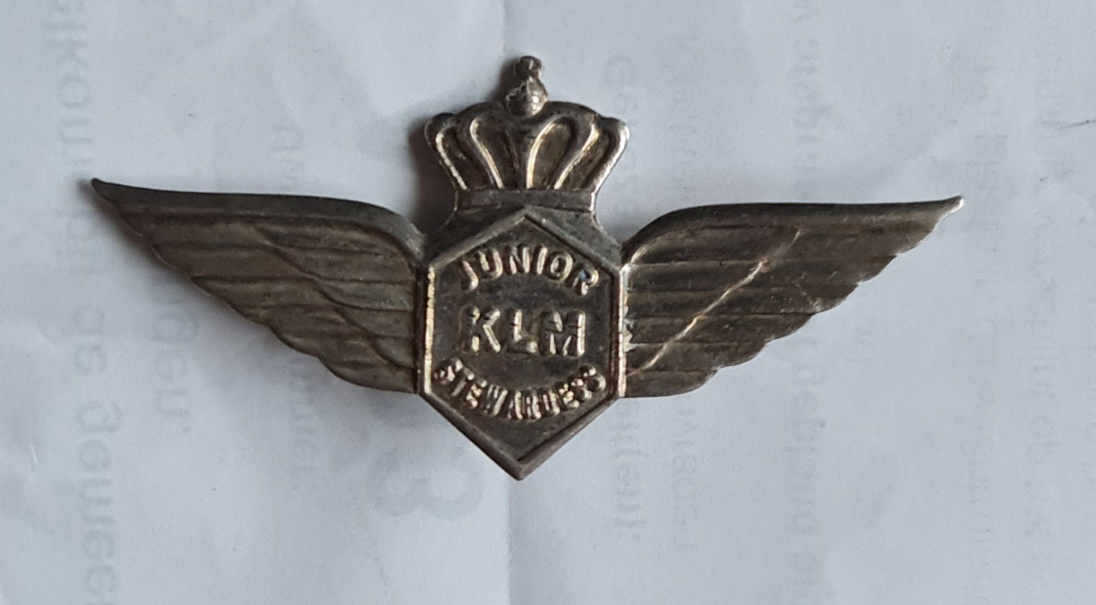 Speldje KLM Junior Stewardess, Ophalen of Verzenden, Gebruikt, Transport, Speldje of Pin