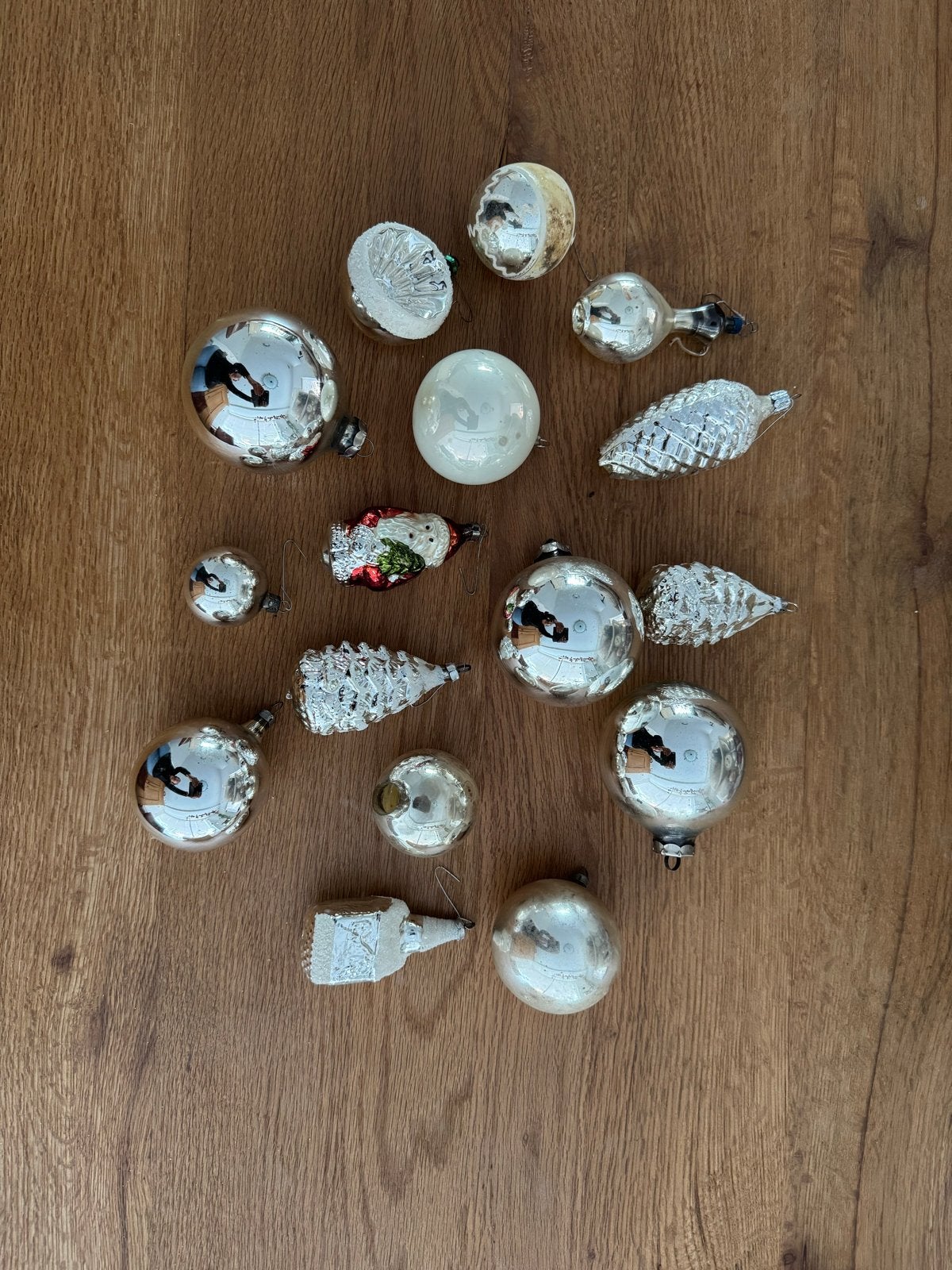 Oude(re) Kerstballen en piek, Ophalen of Verzenden, Gebruikt