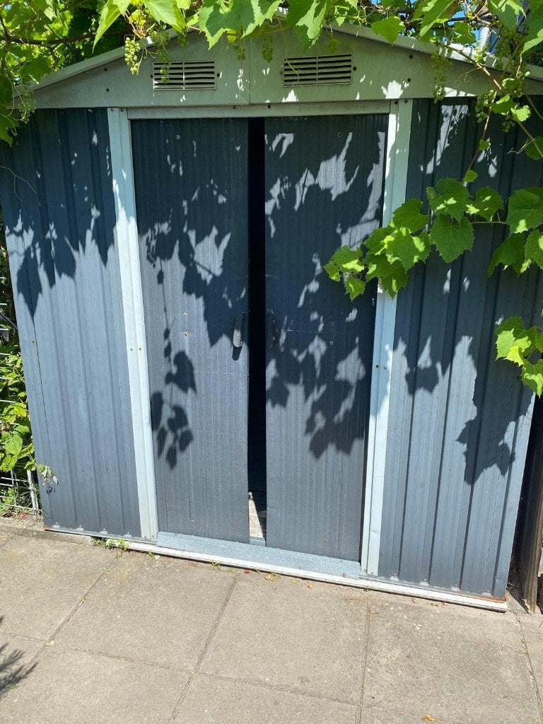 Metalen tuinhuisje, schuurtje, opbergschuur, 220x180x180, Tuin en Terras, Ophalen, Gebruikt, 250 tot 500 cm, Schuur