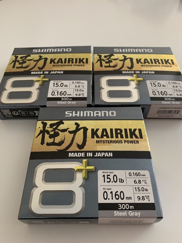 Nieuwe Shimano Kairiki 8+ gevlochten lijn 0,16mm 9,8kg 300m., Watersport en Boten, Hengelsport | Roofvissen, Ophalen of Verzenden