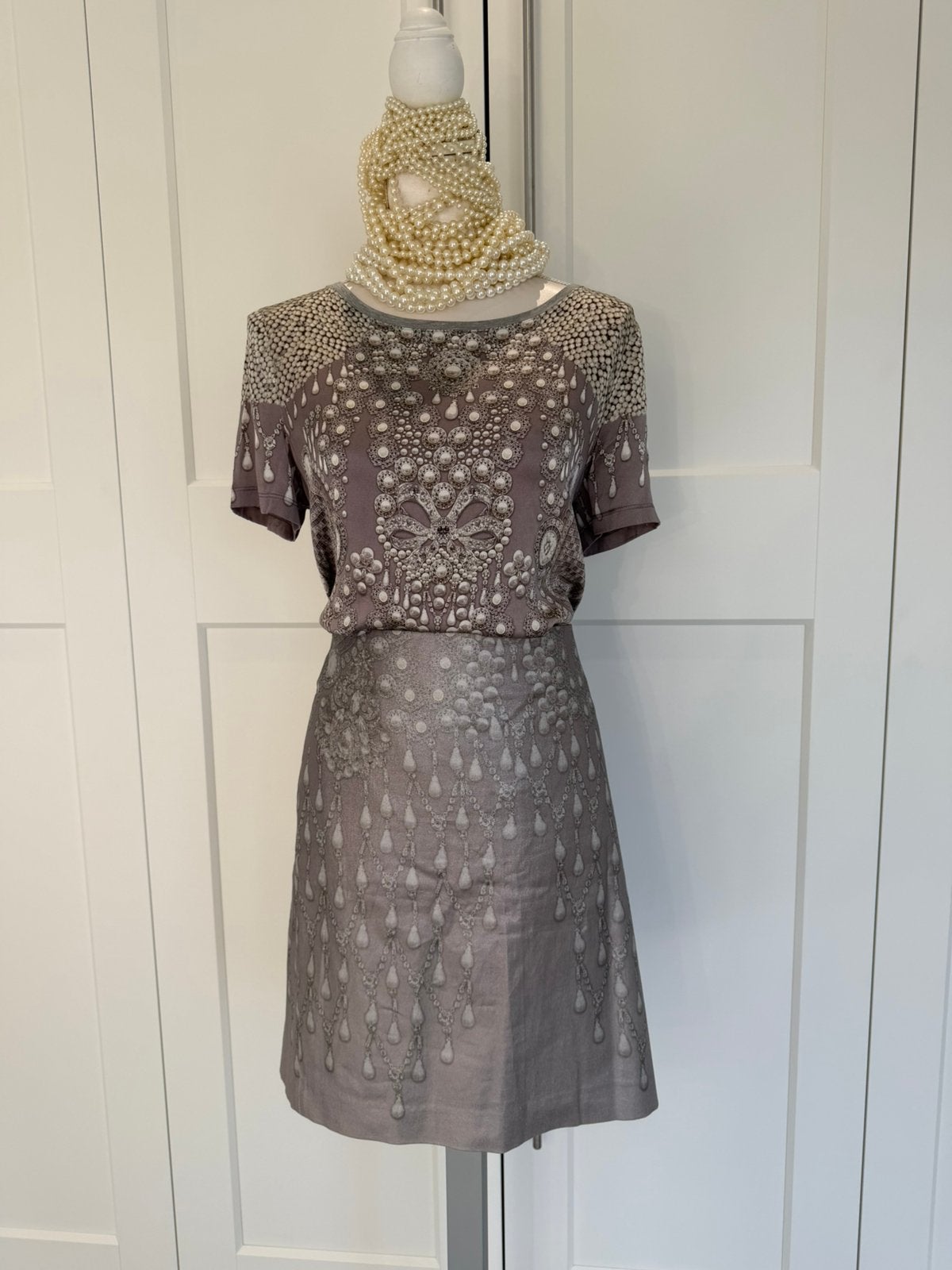 Schitterend MarcCain set, rok en shirt grijs 5 42 44 xl xxl, Kostuum of Pak, Verzenden, Maat 42/44 (L), Zo goed als nieuw