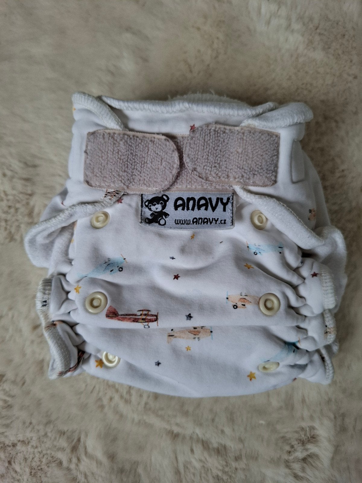 One Size Anavy wasbare luier vliegtuigjes, Ophalen of Verzenden, Zo goed als nieuw, Anavy, Jongetje of Meisje