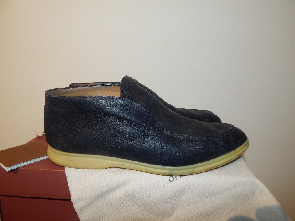Loro Piana leren loafers enkel hoog donker blauw in doos 44, Kleding | Heren, Schoenen, Loafers, Loro Piana, Gedragen, Verzenden