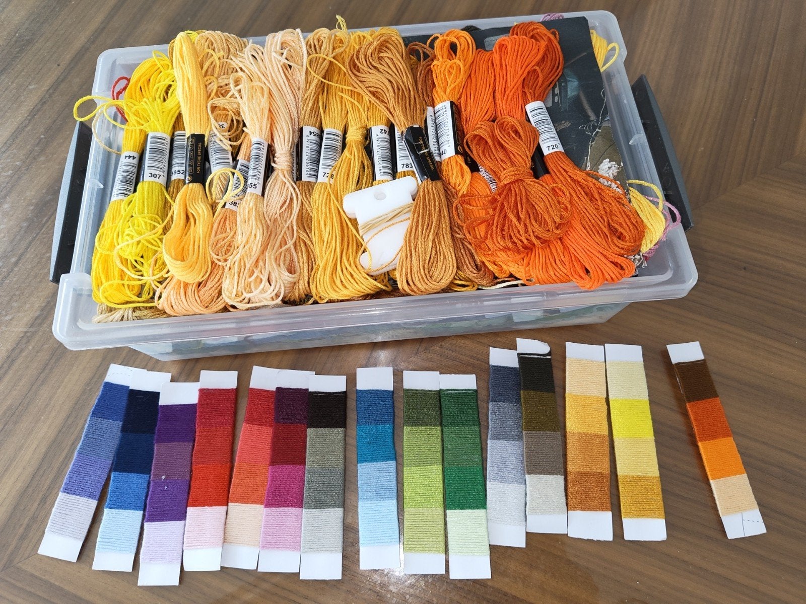 Grote doos met borduurgaren en kleurkaarten, Ophalen of Verzenden, Nieuw, Handborduren, Borduurgaren of Zijde