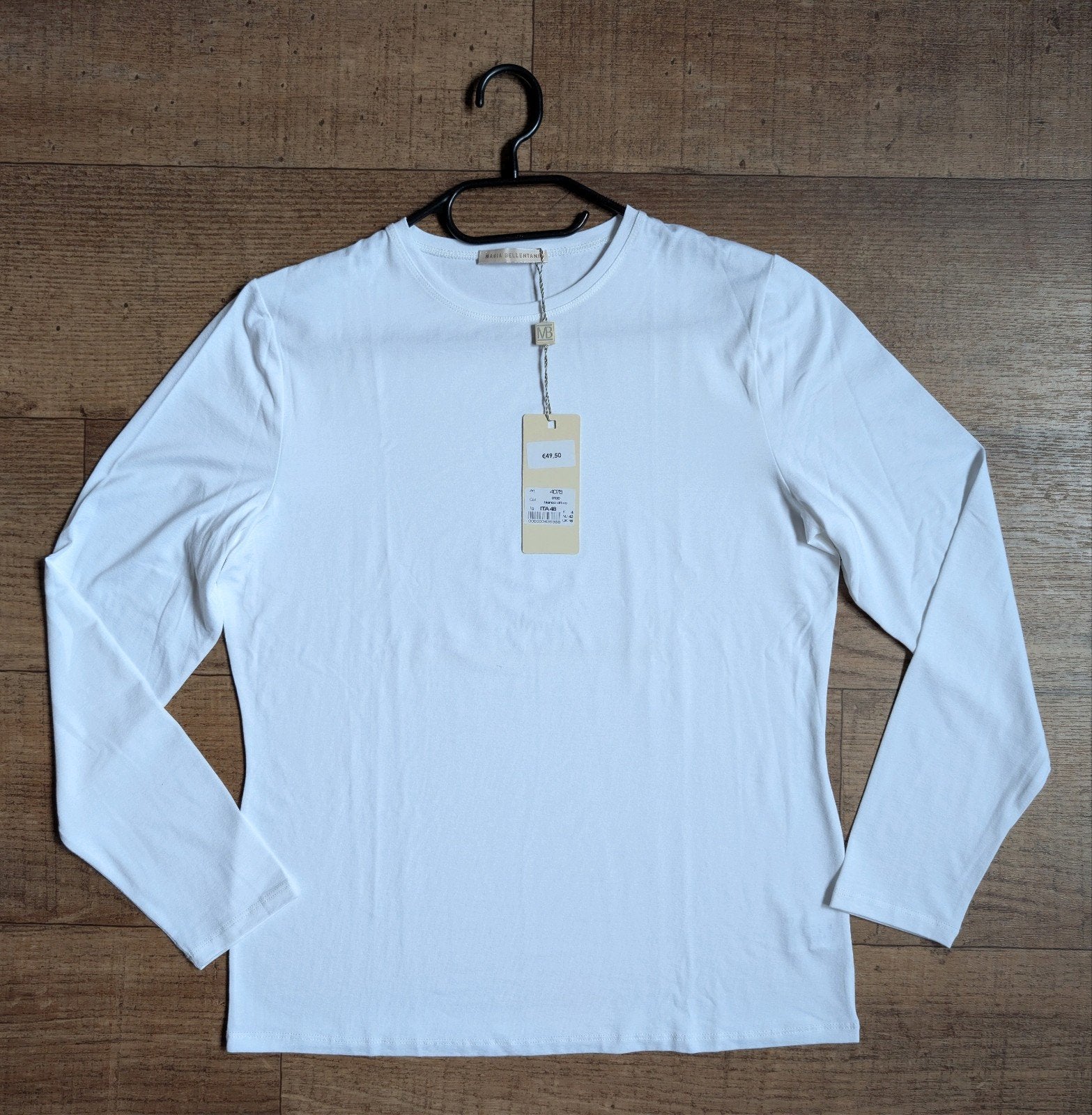 NIEUW Maria Bellentani Wit Shirt / Top - Maat 42, Maat 42/44 (L), Nieuw, Ophalen of Verzenden, Lange mouw