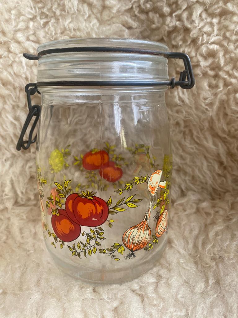 Vintage Frans weckpot / voorraadpot 1liter, Voorraadpot, Ophalen of Verzenden, Gebruikt, Glas