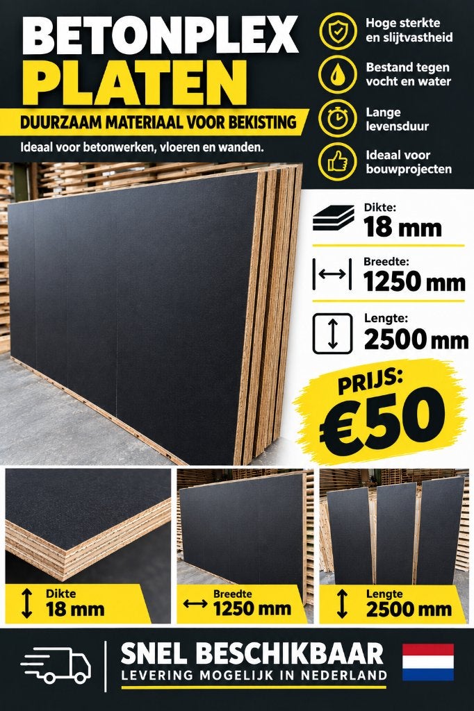 Betonplex platen 18mm - Diverse formaten en prijzen, Ophalen of Verzenden, Nieuw, Betonplex, Minder dan 20 mm