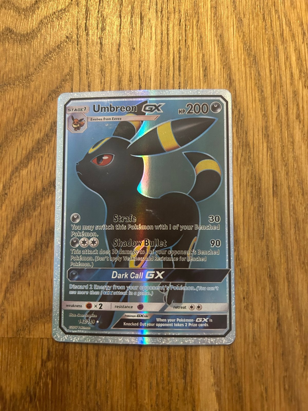 Umbreon GX Pokémon Kaart - Full Art Foil, Ophalen of Verzenden, Zo goed als nieuw, Losse kaart, Foil