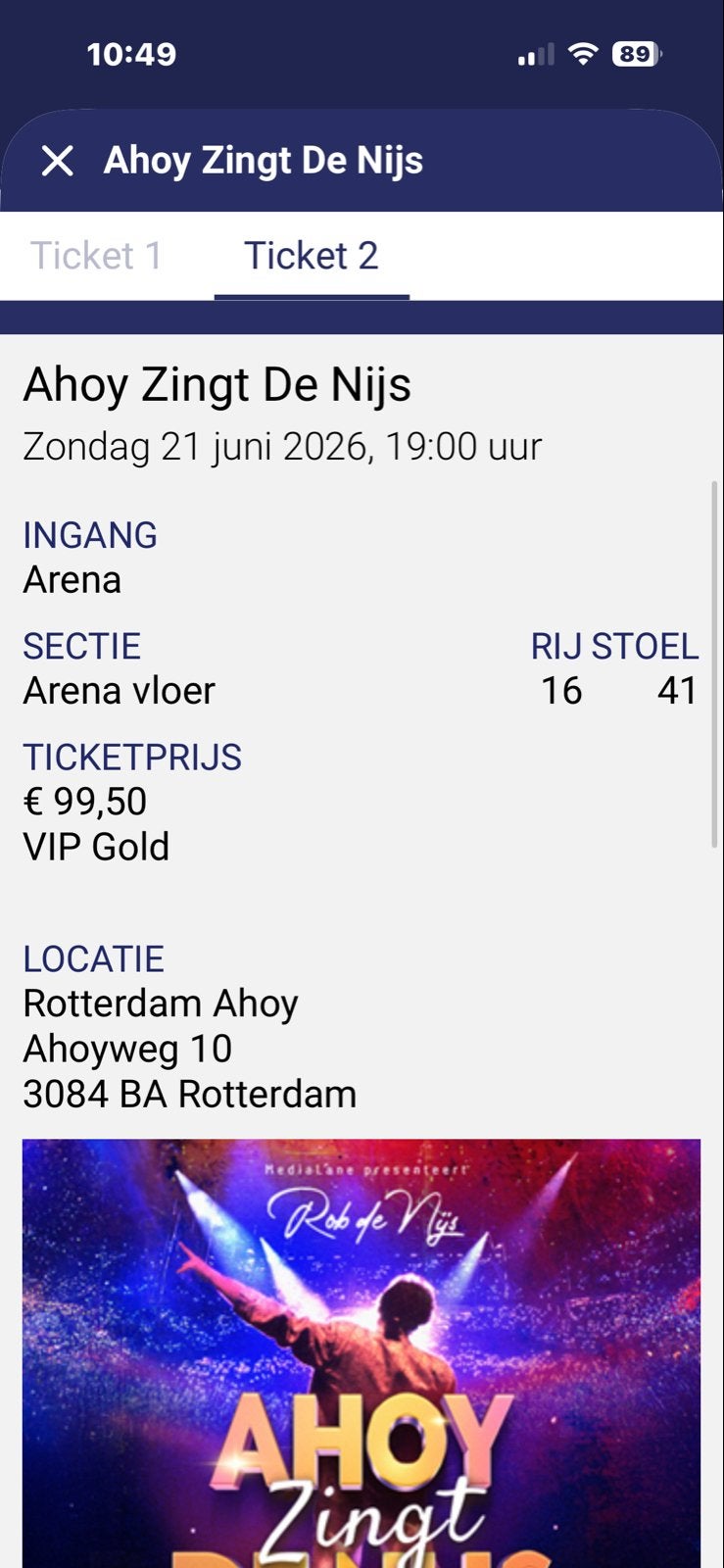 2 kaartjes Ahoy zingt De Nijs VIP Gold, Tickets en Kaartjes, Twee personen