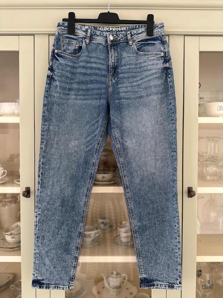 Jeans Mom Jeans High Rise maat 42 zgan, Blauw, Ophalen of Verzenden, Zo goed als nieuw, Clockhouse