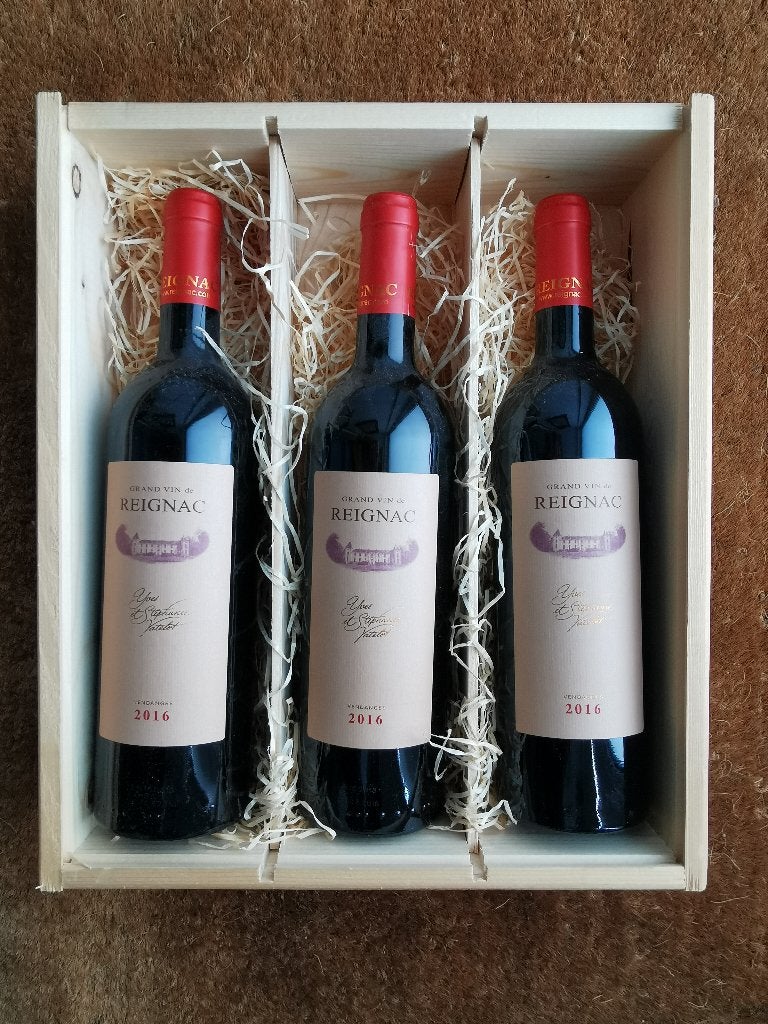 Grand vin de Reignac 2016 set van 3 flesen in houten kist, Frankrijk, Nieuw, Ophalen of Verzenden, Rode wijn