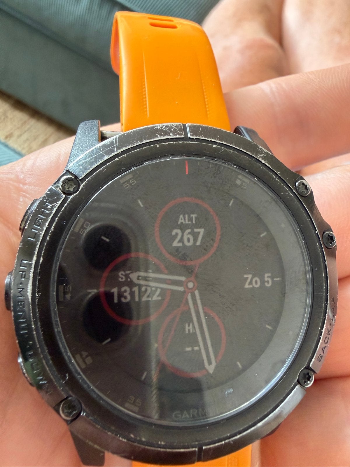 Garmin Fenix 5X Plus Sapphire - Oranje bandje, Gebruikt, Oranje, Ophalen of Verzenden, Waterdicht