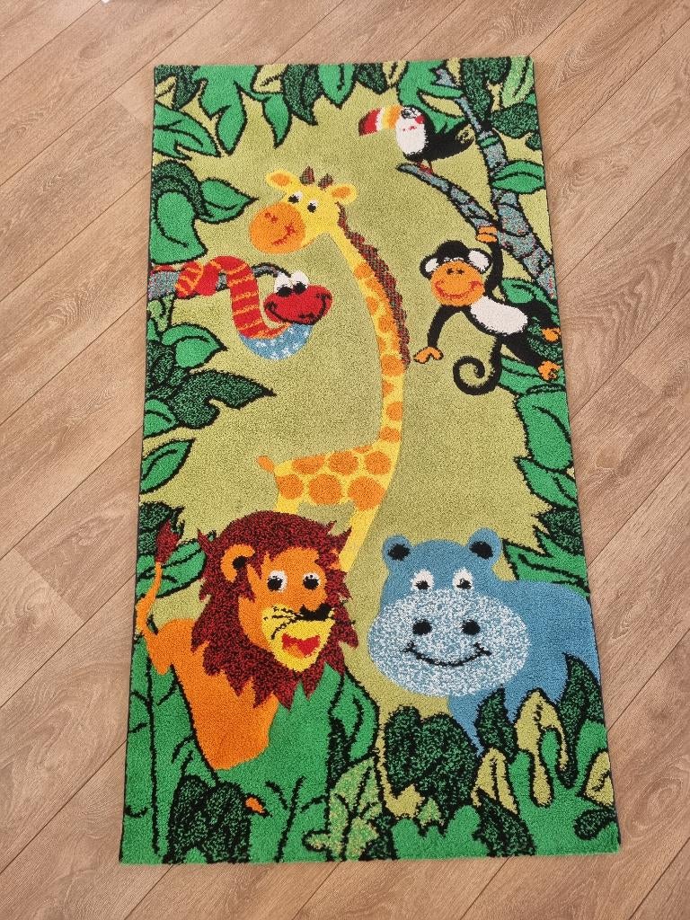 Vloerkleed kind jungle dieren, Ophalen, 100 tot 150 cm, 50 tot 100 cm, Zo goed als nieuw
