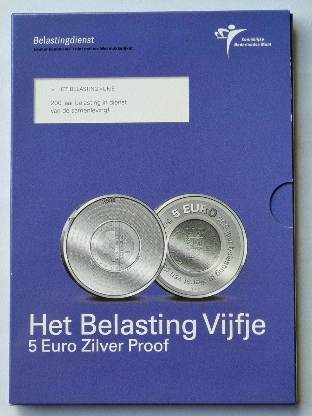 Nederland 5 Euro 2006 Proof, zilver. Het Belasting vijfje., Koningin Beatrix, Zilver, Euro's, Ophalen of Verzenden