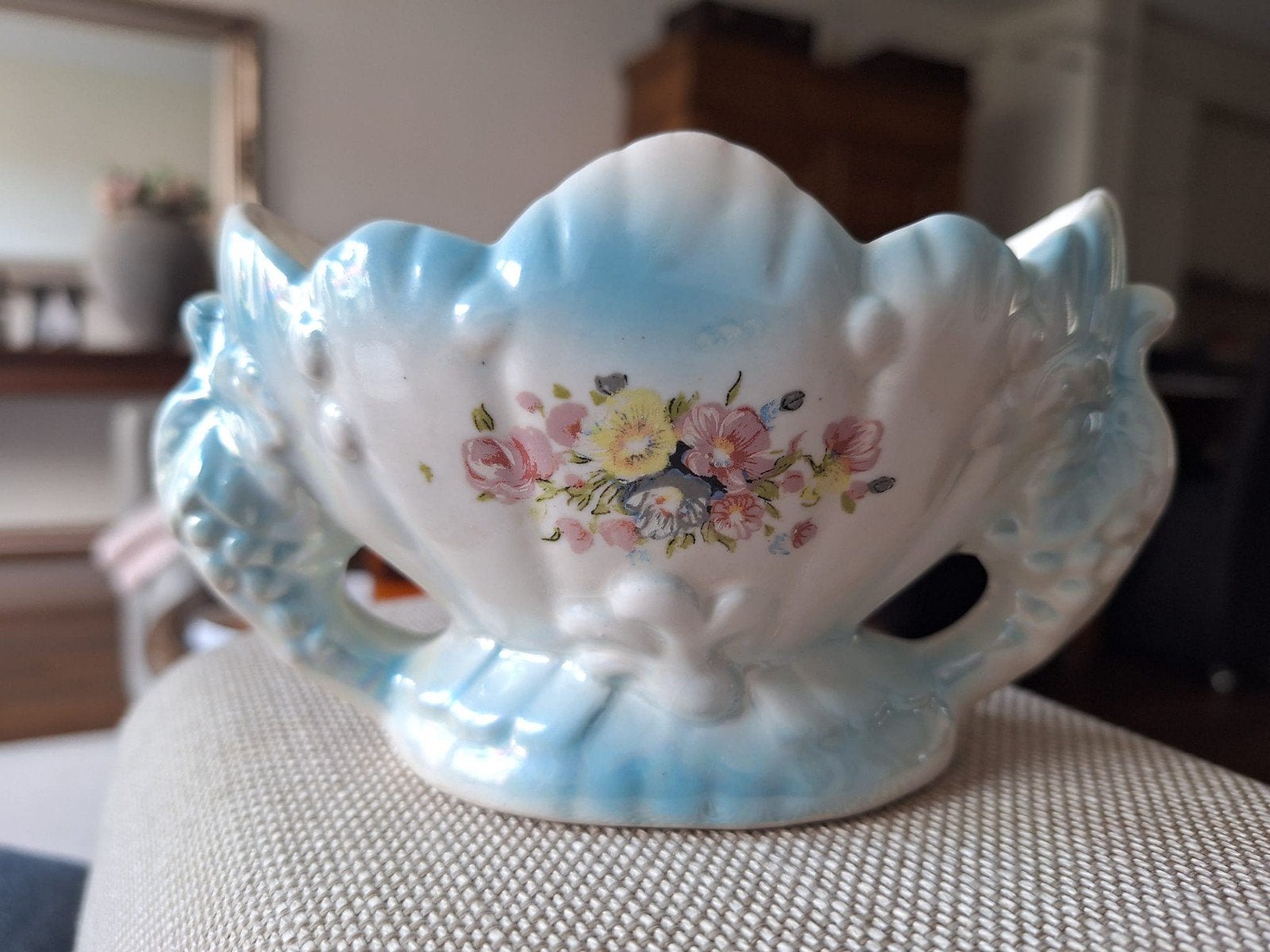 Vintage Parelmoer jardiniere, Ophalen of Verzenden