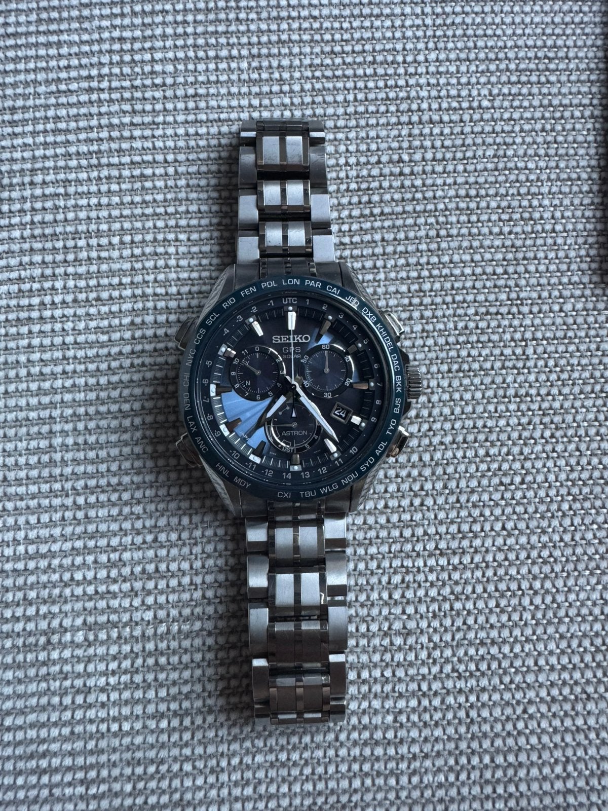 Seiko Astron GPS Solar Chronograph, Sieraden, Tassen en Uiterlijk, Horloges | Heren, Gebruikt, Polshorloge, Overige materialen