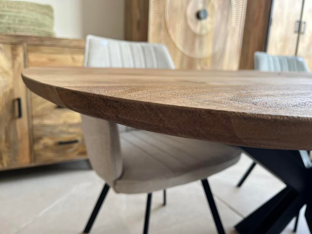 Magazijn leegverkoop eettafel deens ovaal mangohout matrix, Huis en Inrichting, Woonaccessoires | Overige, Hout, Nieuw, Ophalen of Verzenden