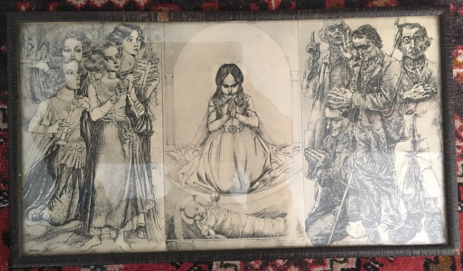 Kersttriptiek JW Toorop, Inspiratie, Mijnwerker prenten, Ophalen of Verzenden