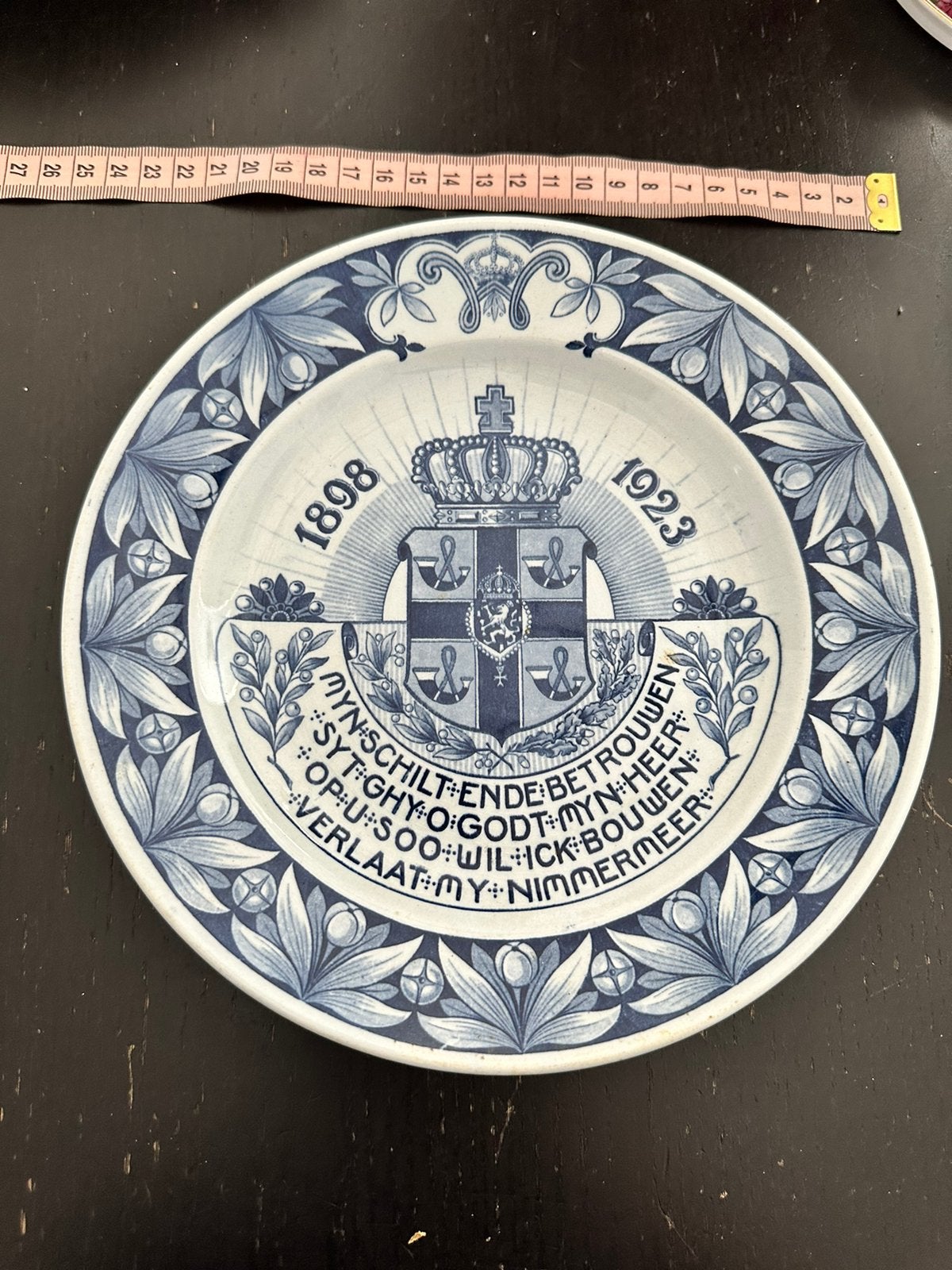 Delfts Blauw Herdenkingsbord 1898-1923, Antiek en Kunst, Ophalen of Verzenden