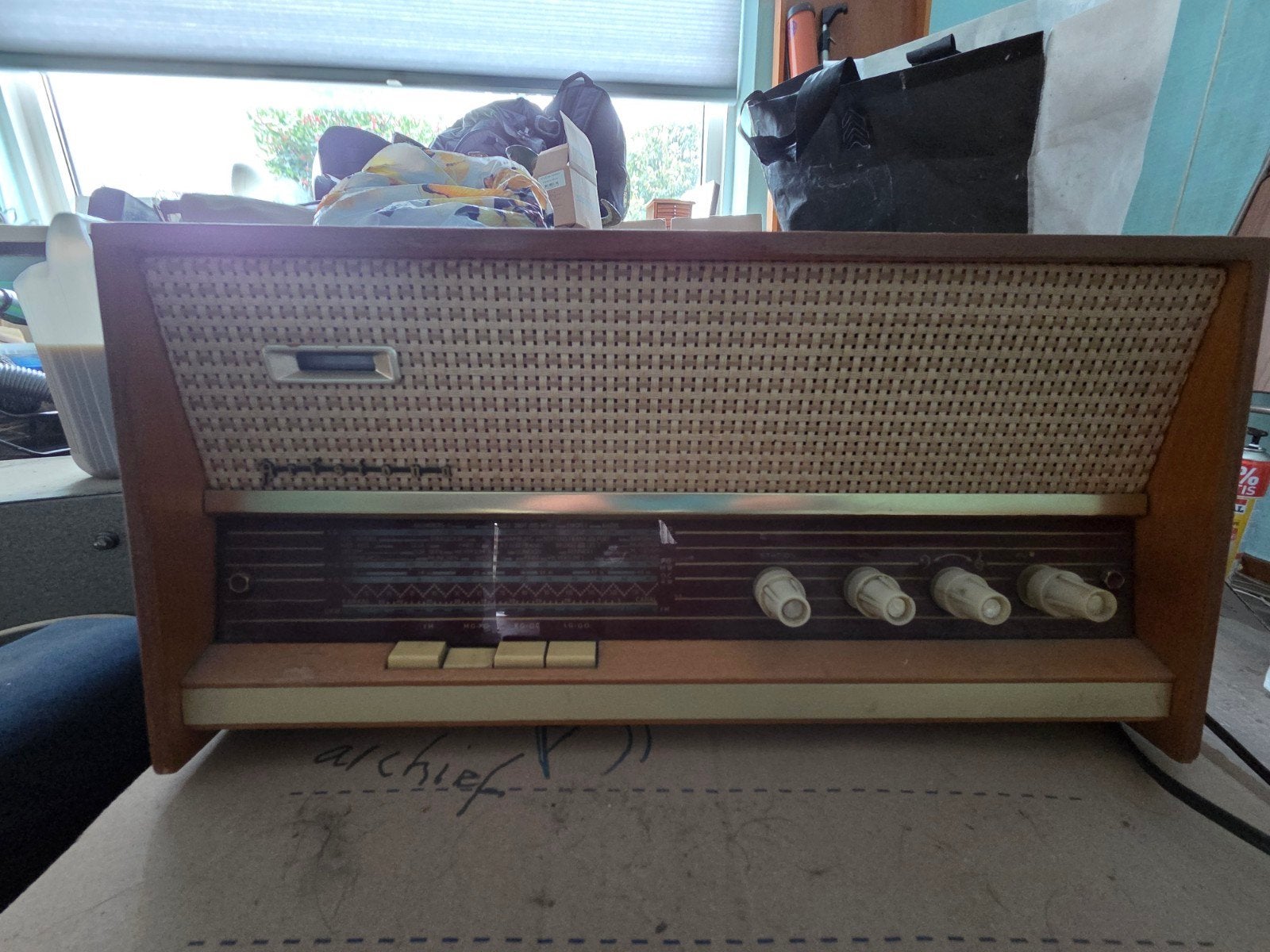 Vintage Philips buizenradio B3X02A uit 1960, Ophalen, Gebruikt, Radio