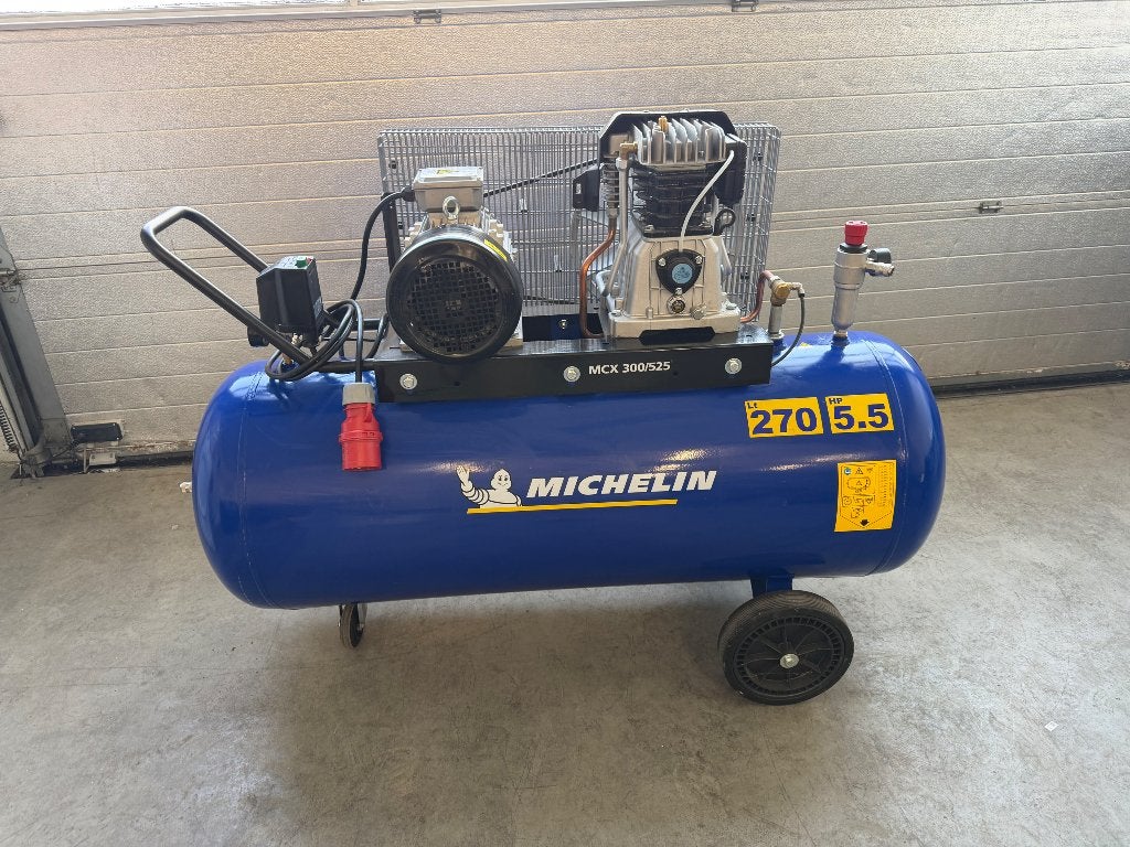 Michelin 270L 5,5 PK compressor + HBM slanghaspel –, Ophalen, 400 tot 800 liter/min, Zo goed als nieuw, 10 bar of meer