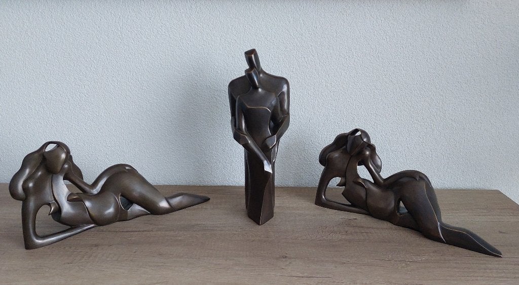 Bronzen Beelden koppel met 2 vrouwen, Verzenden, Brons