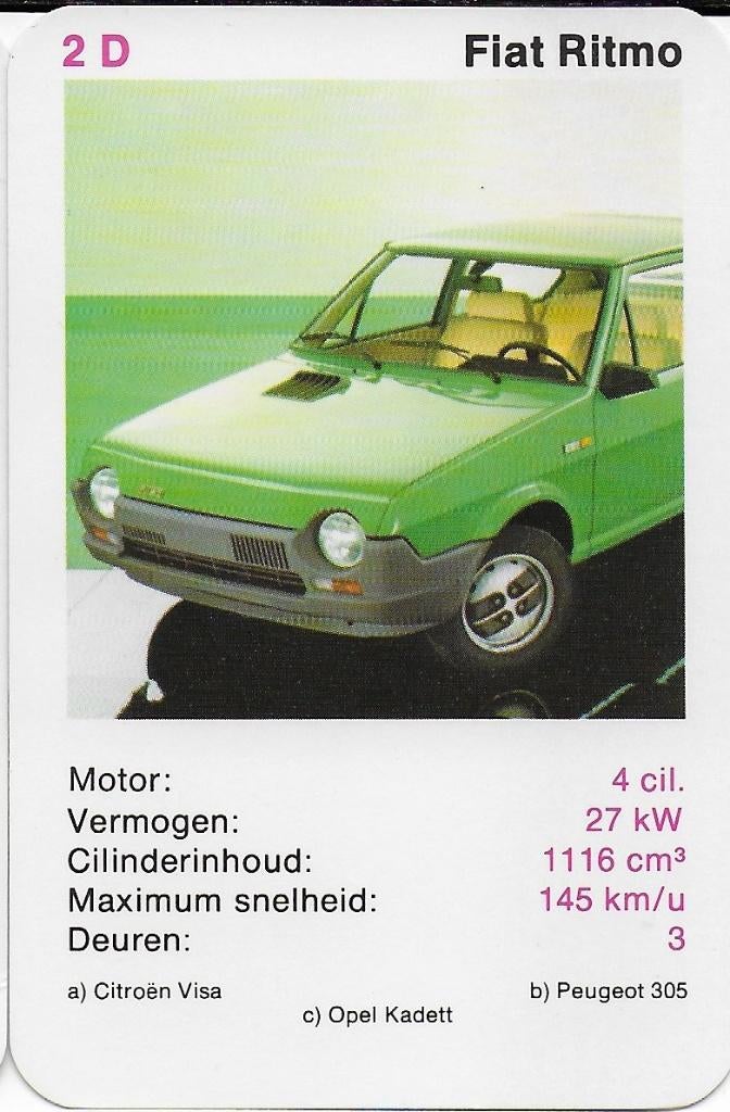 Kw4622 autokaartje fiat ritmo, Verzenden, Gebruikt, Auto's