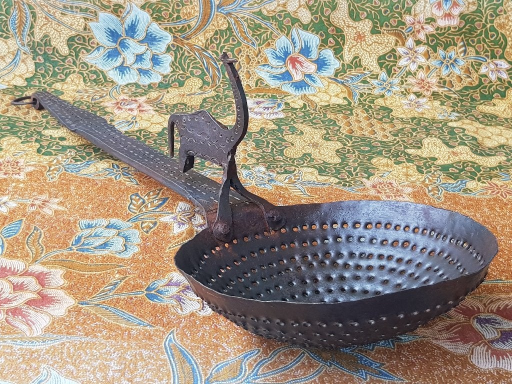 Mooie antieke bronzen schuimspaan uit India 48 cm., Antiek en Kunst, Antiek | Koper en Brons, Ophalen of Verzenden, Brons