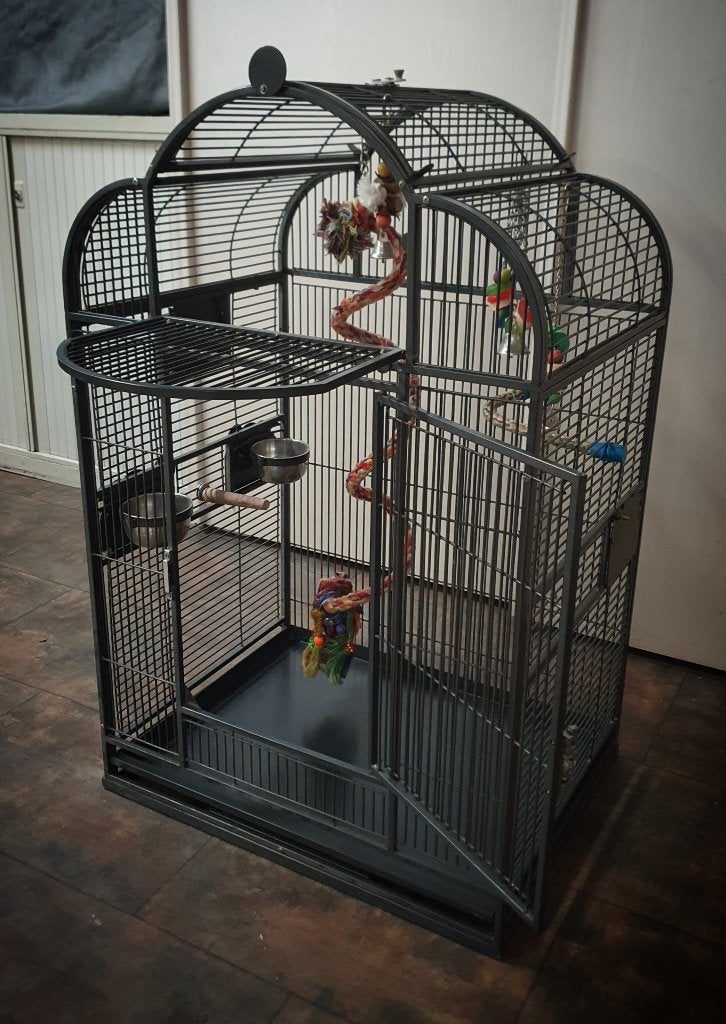 ️✅️MOOIE GROTE VOGELKOOI MET POOTJES EN SPEELTJES!!️✅️, Ophalen, Gebruikt, Metaal, Vogelkooi