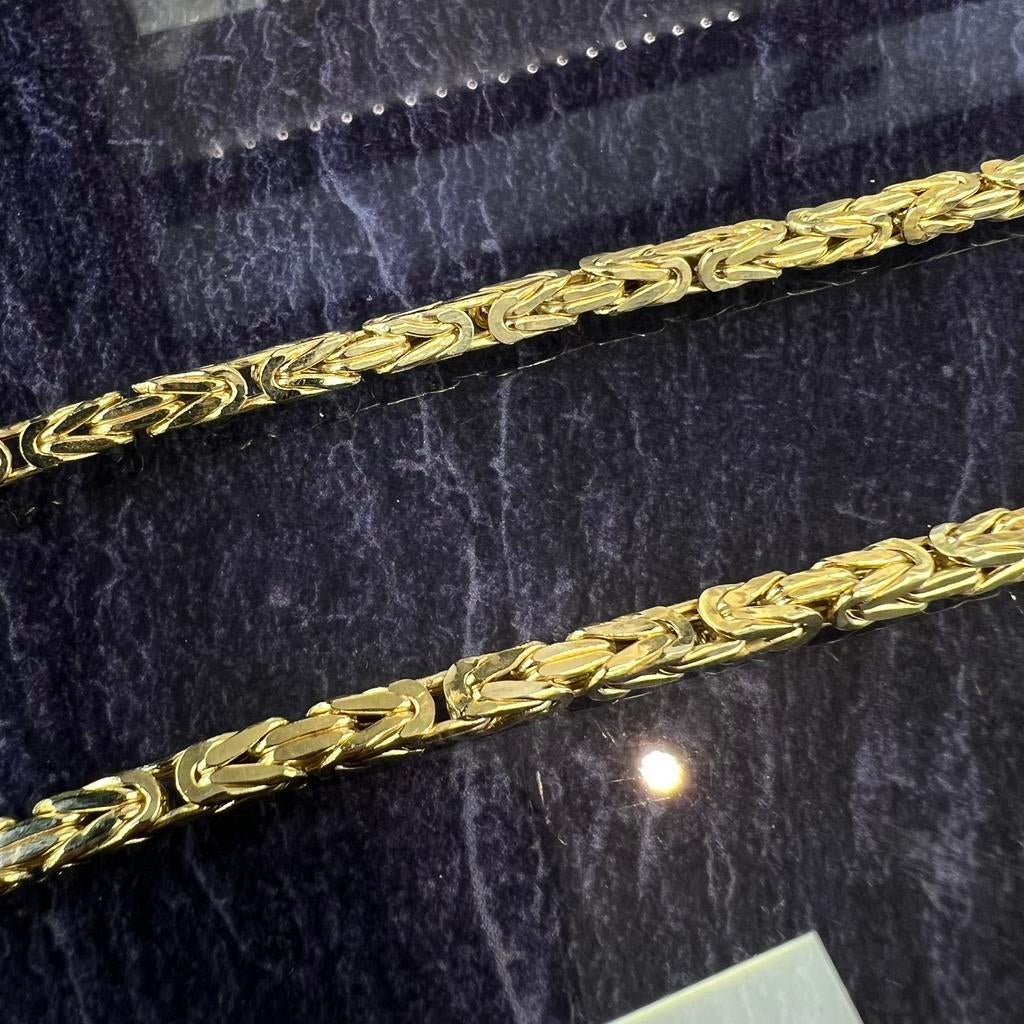 14k gouden koningsketting prachtig schakel 65cm 4mm italy, Ophalen of Verzenden, Zo goed als nieuw, Goud