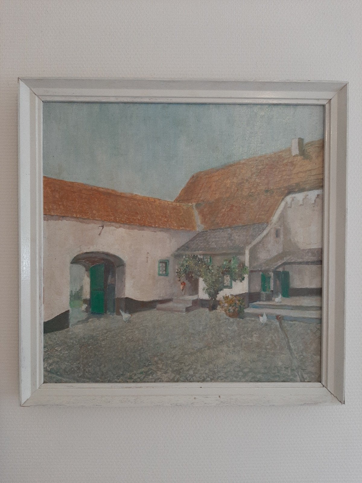 Schilderij dorpsgezicht, Antiek en Kunst, Ophalen of Verzenden
