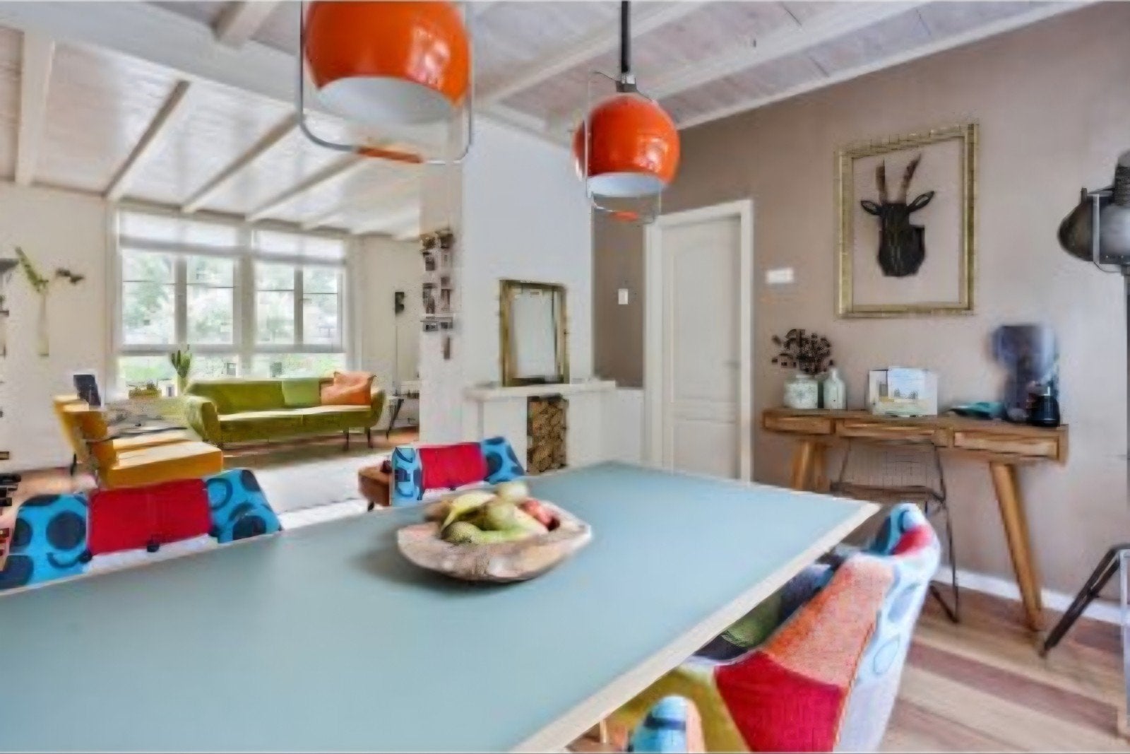 eetkamertafel ,vintage look, Huis en Inrichting, Tafels | Eettafels, Ophalen, Eikenhout, 200 cm of meer, 50 tot 100 cm