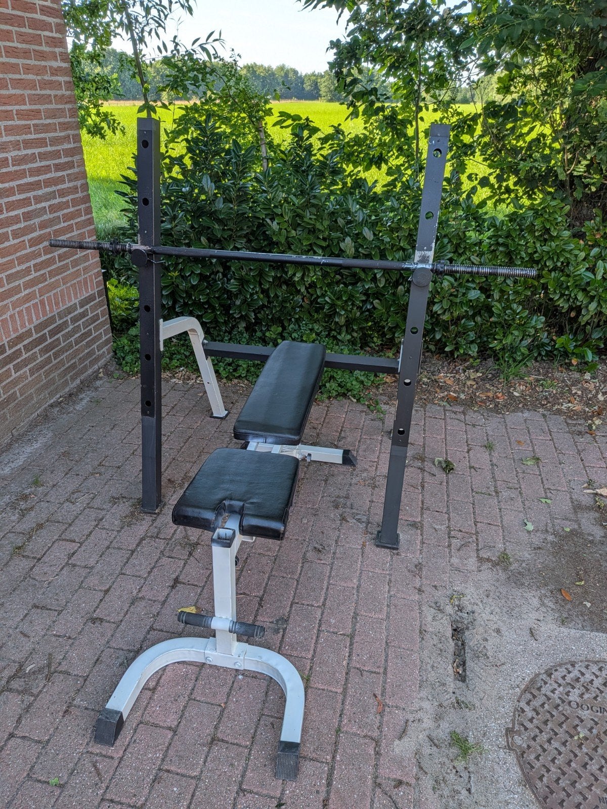 Verstelbare fitnessbank met haltersteun, Sport en Fitness, Fitnessmaterialen, Ophalen, Gebruikt, Rug, Fitnessbank