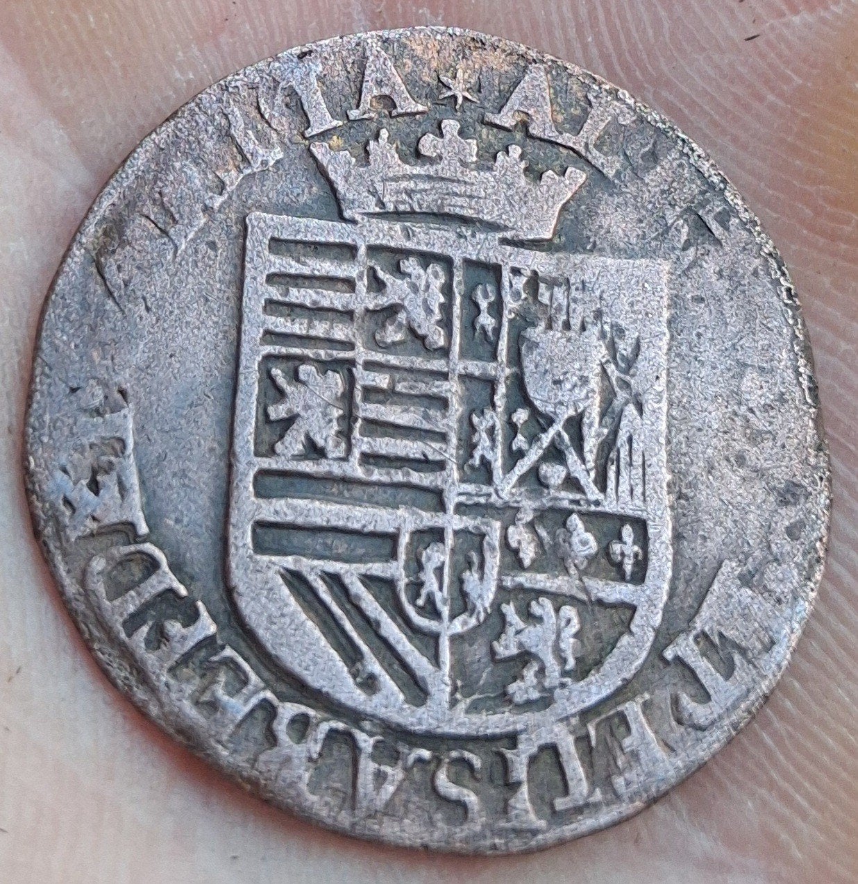 Bodemvondst - liard / oord - Albert en isabella - 17e eeuw, Postzegels en Munten, Munten | Nederland, Ophalen of Verzenden, Vóór koninkrijk