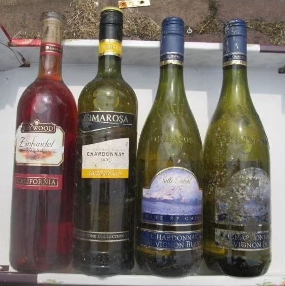 4 oude wijnen van Californie, Australie en Chili, Verzamelen, Overige gebieden, Ophalen of Verzenden, Witte wijn, Vol