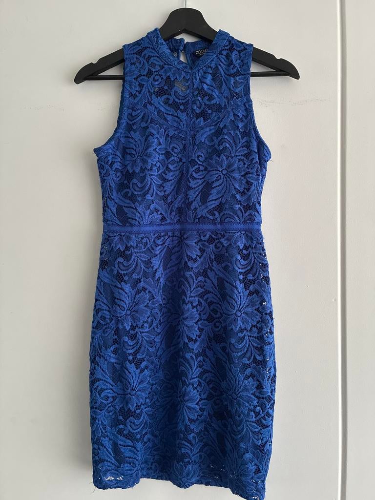 CoolCat Kanten Jurk Blauw - Maat S, Blauw, Ophalen of Verzenden, Zo goed als nieuw, Maat 36 (S)